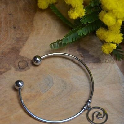 Silver stainless steel bangle bracelet - Ocean bangle