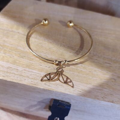 Gold stainless steel bangle bracelet - Jonc Sirène