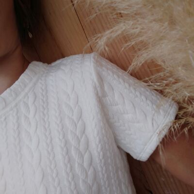 White cable knit sweatshirt T-shirt - JADE