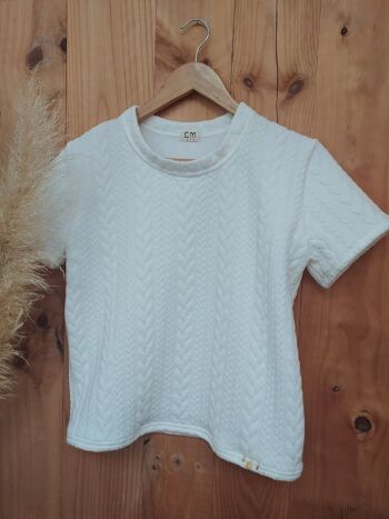 T-shirt Sweat maille torsades blanc - JADE 2