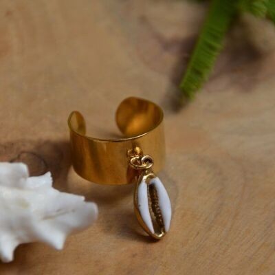 Anillo bohemio - colgante de concha blanca