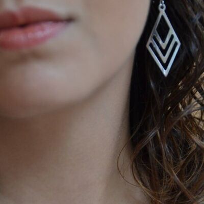 Long EVIA earrings - Diamond pendant Stainless steel