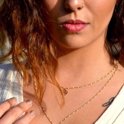 Naïades necklace - Gold & ecru double row necklace