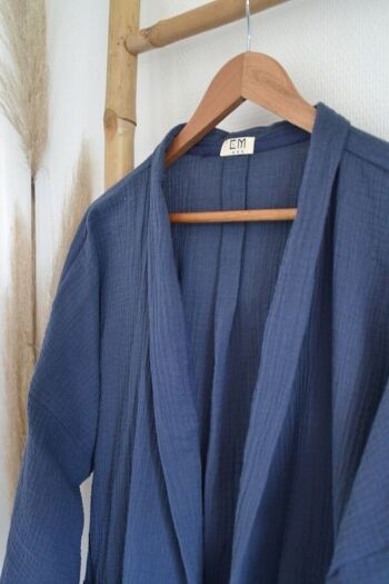 Kimono gaze de coton bleu- Veste Kimono EMAEL 5