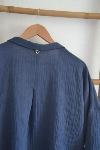 Kimono gaze de coton bleu- Veste Kimono EMAEL 6