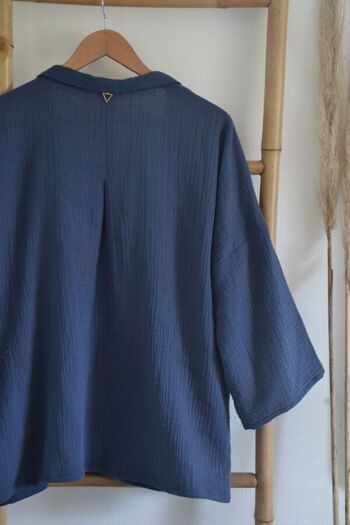 Kimono gaze de coton bleu- Veste Kimono EMAEL 8