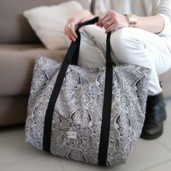 Sac cabas EMAEL noir - motif cachemire 1