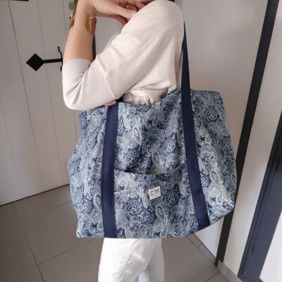 Blue EMAEL shopping bag - cashmere pattern jeans