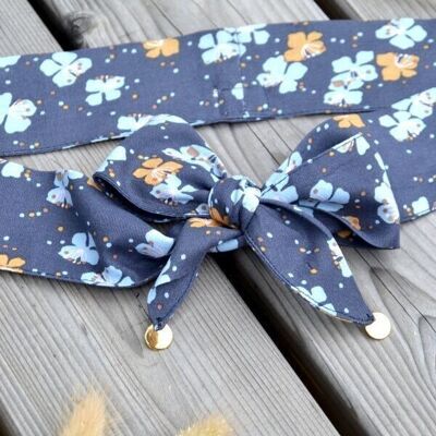EMMY tie belt - blue cherry blossoms