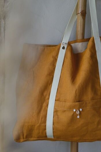 Sac cabas lin ocre - EMMEE 1