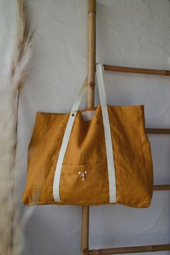 Sac cabas lin ocre - EMMEE 3