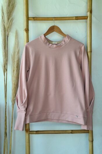 Sweat bohème coton bio - sweatshirt EMMA vieux rose 1