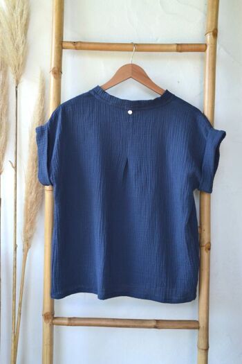 Tee-shirt bohème EMEE - gaze de coton bleu 7