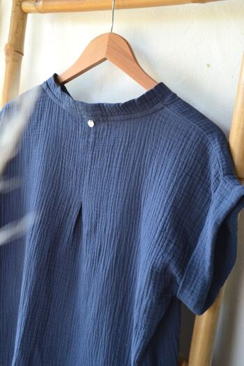 Tee-shirt bohème EMEE - gaze de coton bleu 9