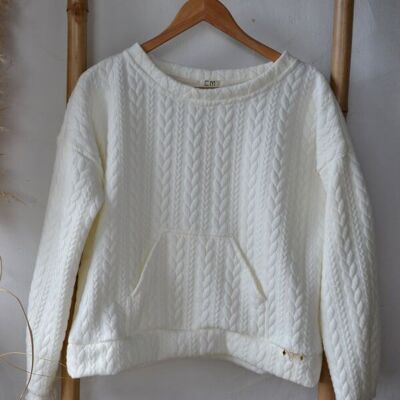 Ecru cable knit sweatshirt - EMILIO