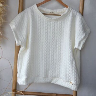 EMIL cable-knit sweatshirt - ecru short-sleeved sweatshirt