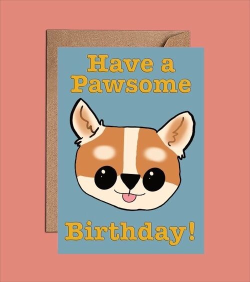 Cute Dog Birthday Card - Pawsome birthday WAC24102