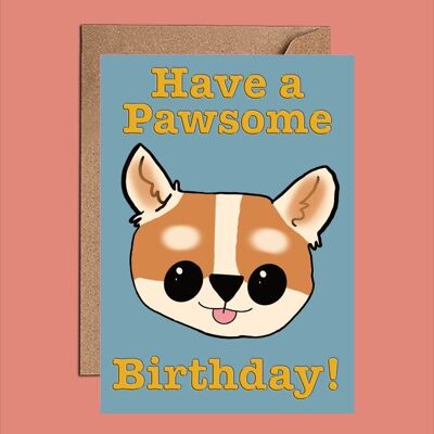 Cute Dog Birthday Card - Pawsome birthday WAC24102