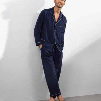 Silk pajama set with lapel collar