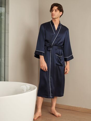 Robe de chambre kimono en soie 22 momme avec ourlet 1