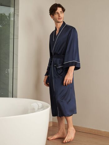 Robe de chambre kimono en soie 22 momme avec ourlet 3