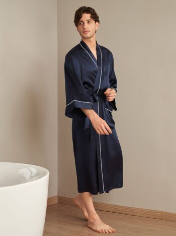 Robe de chambre kimono en soie 22 momme avec ourlet 4
