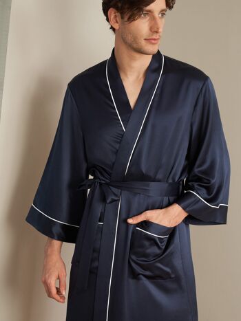 Robe de chambre kimono en soie 22 momme avec ourlet 5