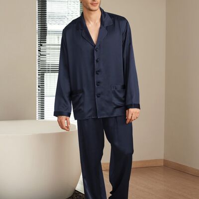 22 Momme Long Silk Pajamas Sleepwear Night Dresses Men