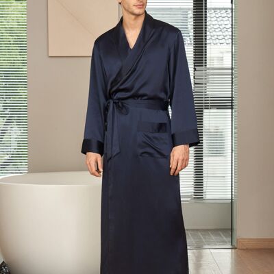 22 Momme Long Contrast Silk Dressing Gown