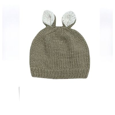 Cappello da coniglio all'uncinetto per neonati 0-6 mesi beige