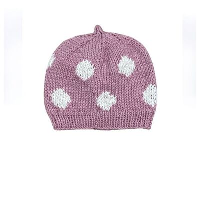 Cappello a pois rosa per neonati 1-2 anni all'uncinetto