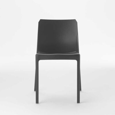 MI_AMI Black Licorice matt black lacquered chair, stackable, for indoor and outdoor use.