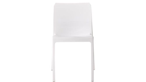 MI_AMI sedia bianco lucido, impilabile, per uso indoor e outdoor.