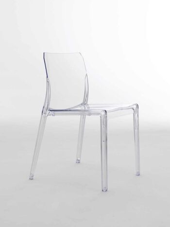 Chaise MI_AMI en polycarbonate transparent, empilable, pour usage intérieur et extérieur. 2