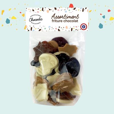 Chocodic - Fritures chocolat de Pâques  chocolat lait noir blanc et caramel - Sachet de 100g