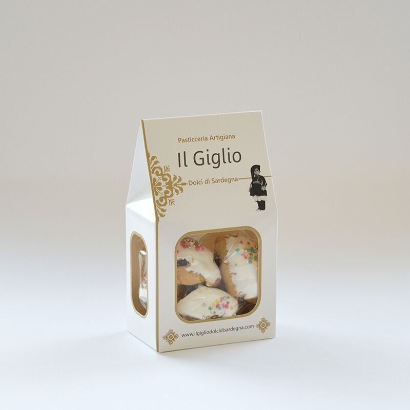 PAPASSINI AVEC GLAÇAGE - Biscuits artisanaux traditionnels sardes aux amandes et raisins secs