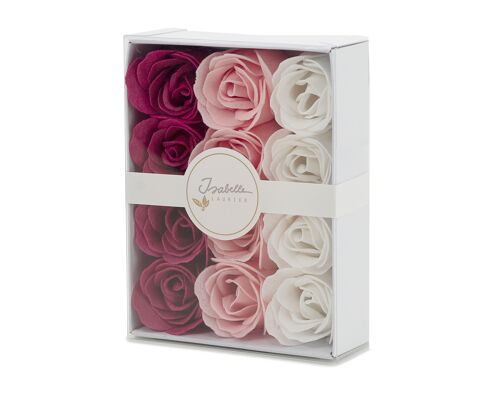 Coffret luxe 12 roses de bain BORDEAU ROSE BLANC - ISABELLE LAURIER
