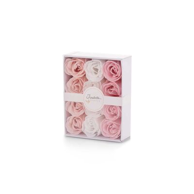 Festa della Mamma - Confezione di lusso da 12 rose da bagno PESCA BIANCO ROSA - ISABELLE LAURIER