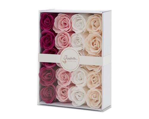 Coffret luxe 20 roses de bain BORDEAU ROSE BLANC - ISABELLE LAURIER