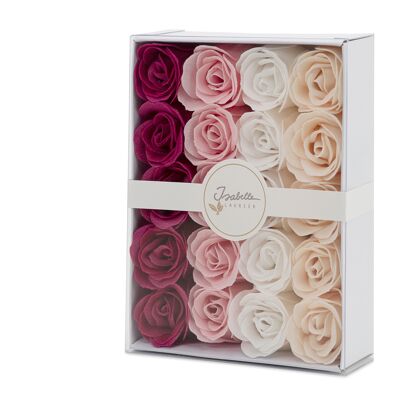 Fête des Mères - Coffret luxe 20 roses de bain BORDEAU ROSE BLANC - ISABELLE LAURIER