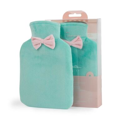 Hot water bottle with cover and bow MINT GREEN - ISABELLE LAURIER