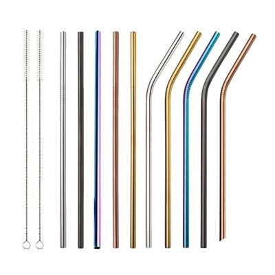 Colored stainless steel straws (Curved)