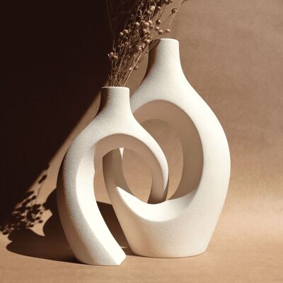 Large Duo of Intertwined Ceramic Vases