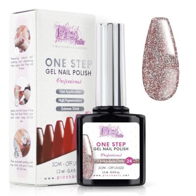 Semipermanenter Nagellack One Champagne Glitter 24 - 12 ml | Semipermanenter 3in1 UV/LED Ultra Gloss