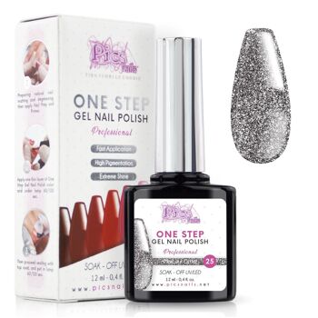 Vernis semi-permanent One Mercury Glitter 25 - 12 ml | Semi-permanent 3en1 UV/LED Ultra Brillant