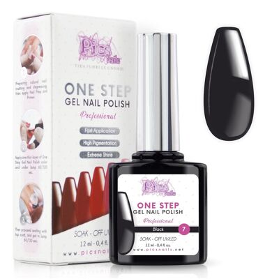 One Step Black 7 semi-permanent nail polish - 12 ml | Semi-permanent 3in1 UV/LED Ultra Gloss