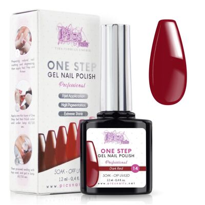 One Step Dunkelroter, klarer semipermanenter Nagellack 14 - 12 ml | Semipermanenter 3in1 UV/LED Ultra Gloss