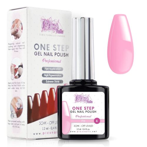 Smalto Semipermanente One Step Pink 6 - 12 ml | Semipermanente 3in1 UV/LED Ultra Lucido