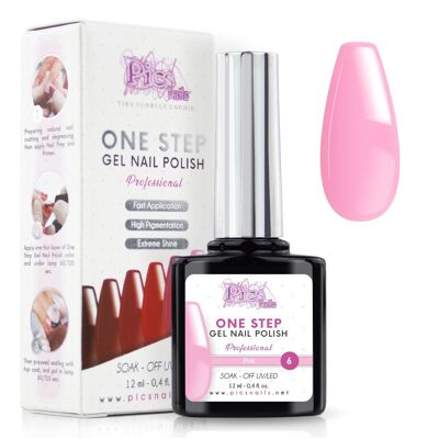 Vernis semi-permanent One Step Rose 6 - 12 ml | Semi-permanent 3en1 UV/LED Ultra Brillant