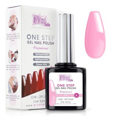 One Step Pink 6 semi-permanent nail polish - 12 ml | Semi-permanent 3in1 UV/LED Ultra Gloss